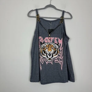 Etcyy graues grafisches Tanktop "go get em" Tiger Gold Reißverschluss Übergröße 2xl - Bild 1 von 7