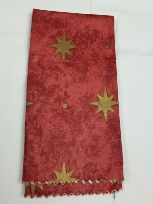 Vintage Waverly Prelude Cotton Red Gold Stars Fabric Salesman Sample 13.5"sq New - Image 1 of 4