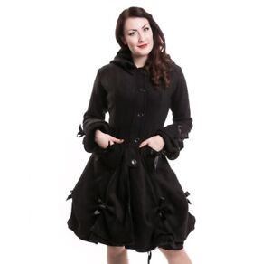 Poizen Industries Alice Bow Coat Black Corset Gothic Lace Long Emo Alt Heart M
