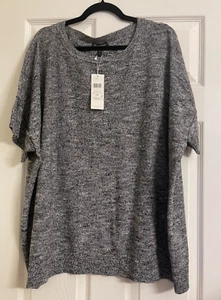 NWT $178 Eileen Fisher Black Organic Cotton Elbow Sleeve Pullover 3X - Picture 1 of 5