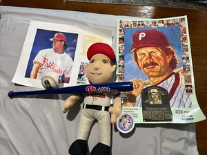 PHILADELPHIA PHILLIES Collectible Lot Schmidt Daulton Halladay Bat Ball Poster - Picture 1 of 11