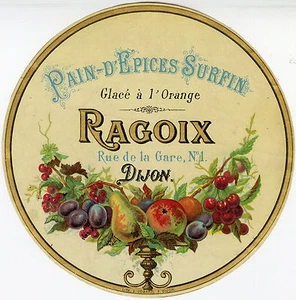 "PAIN-D'ÉPICES SURFIN RAGOIX DIJON" Etiquette-chromo originale fin 1800 - Picture 1 of 1