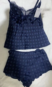 M&S COLLECTION STAR PRINT WOMENS CAMI & KNICKERS SET In NAVY Size 6 - Picture 1 of 6