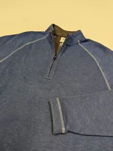 Johnnie-O Mens Reversible 1/4 Zip Pullover Sweater Size M Blue Gray - Picture 1 of 12