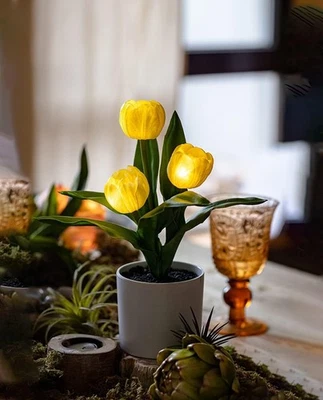 Lámpara Tulipán Flores Artificiales con Luz LED, Simulación Tulipán Luz Nocturna con... Foto 1 de 4