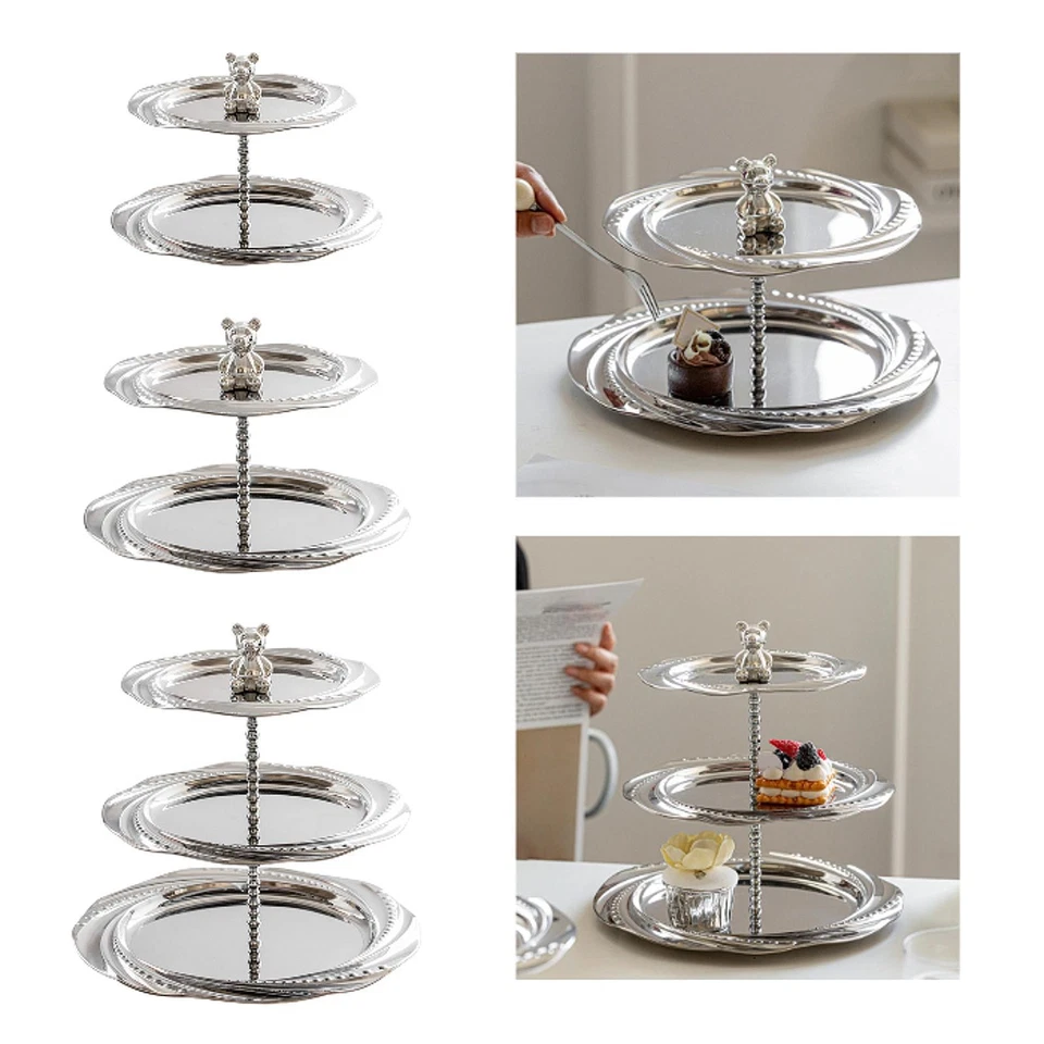 Supporto per la torta a più livelli con un piccolo piatto di frutta per figura - Immagine 1 di 1