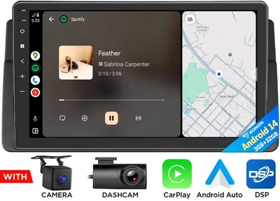 Radio de coche GPS para BMW E46 320i 325i Apple CarPlay Android 14 estéreo WIFI DSP DVR Foto 1 de 4