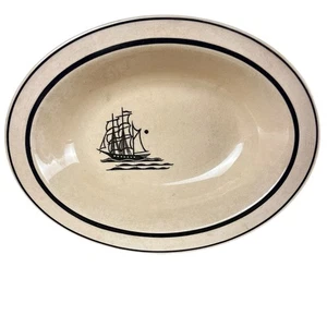 Vtg Clipper Sailing Ship Oval Serving Bowl 10” Leigh Ware Pottery USA Nautical - Picture 1 of 20