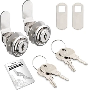 Serrature per porte armadio, 1 1/8&#x201D; Confezione da 2 serrature con 4 chiavi simili, Argento  - Foto 1 di 9