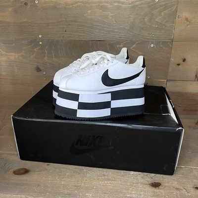 Nike Cortez x CDG Comme Des Garçons BV0070-101 xadrez branco feminino tamanho 6 EUA - Imagem 1 de 4