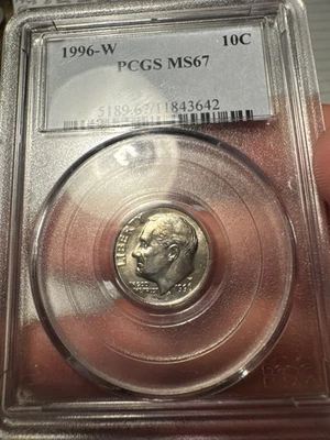 1996 W Roosevelt Dime PCGS MS67 - Image 1 of 2