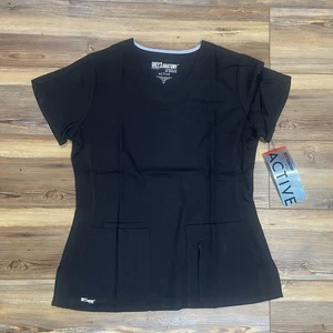 Grey's Anatomy by Barco Active V-Neck Scrub Top Cora Women’s Medium Black New - Picture 1 of 5