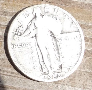1928 STANDING LIBERTY SILBERVIERTEL ~SCHÖNE MÜNZE~ - Bild 1 von 4