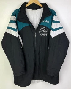 ADIDAS PARKA COAT Size Large 42" Men's Rain Jacket Concealed Hood Black - Picture 1 of 7