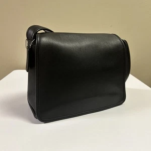 Borsa a tracolla Coach 9054 Aero Flap vintage pelle nera argento con cartellino da appendere - Foto 1 di 24