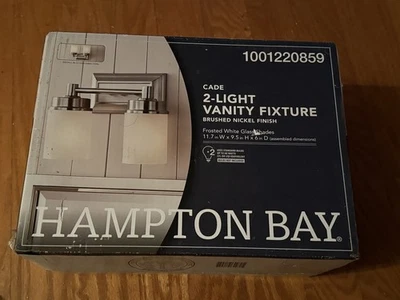 Luminária de vaidade Hampton Bay NB23307 Cade 11,7 em 2 luzes níquel escovado para banheiro - Imagem 1 de 4