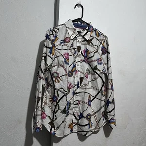 Talbots gelb Gr. M 100% Baumwolle Blumen Button Down leichtes Hemd Frühling - Bild 1 von 13