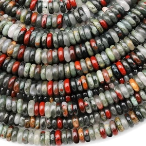 Cuentas espaciadoras Rondelle Heishi de piedra de sangre africana natural de 2x6 mm para hacer joyas - Imagen 1 de 5