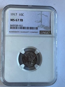 Mercury Dime 1917 NGC MS67 FB - Imagen 1 de 5