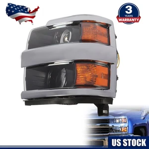 Left Halogen Headlight For 2015-2019 Chevy Silverado 2500HD 3500HD Driver Side - Picture 1 of 10