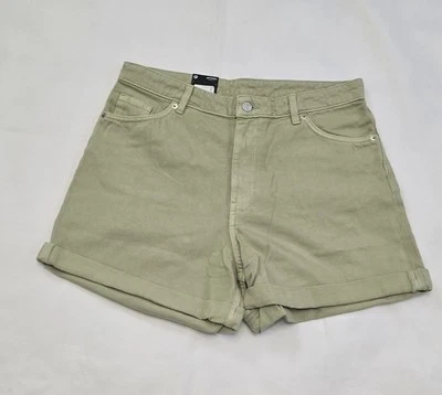 MONKI TALLIE ORGANIC COTTON GREEN DENIM SHORTS - UK14 EUR 32  - Image 1 of 4