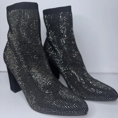 Wild Pair Women Baybe Black / Gold Rhinestone glitter Ankle Boot size 9.5 - Image 1 of 4