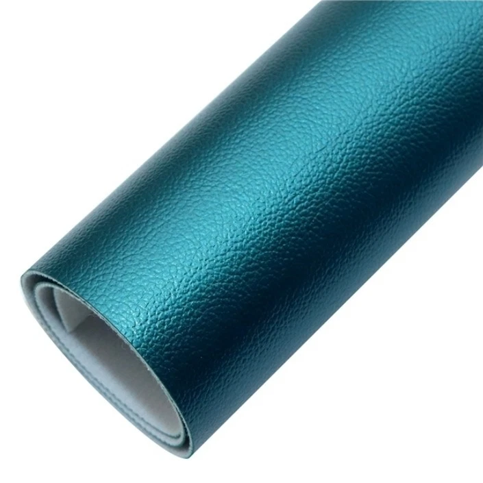Aqua Azul Oscuro Verde Brillante Litchi ROLLO IMITACIÓN CUERO 12"x55" 1247697 Respaldo Fieltro Foto 1 de 1
