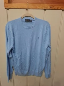 Suéter Polo Ralph Lauren Para Hombre Azul Algodón Cachemira Cuello Redondo Talla M - Imagen 1 de 5