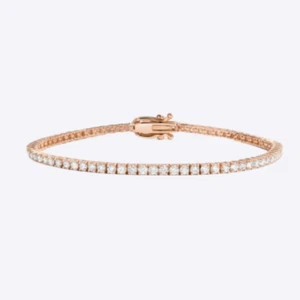 Bracelet GLI HRD Certified Lab Grown Round Diamond 18K Rose Gold 3 Carat - Picture 1 of 5