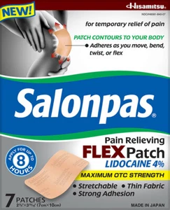 Salonpas Pain Relieving Flex Patch Lidocaine 4%, 7 Count - Picture 1 of 4