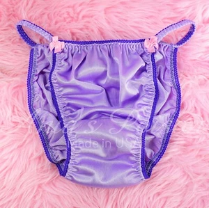 Sissy Satin Höschen für HERREN - ganz NYLON Trikot Flieder - weicher String Bikini  - Bild 1 von 4