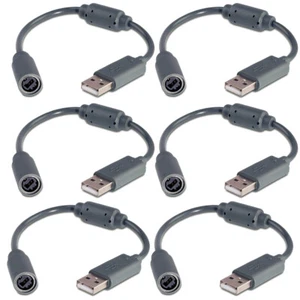 6pcs USB Breakaway Dongle Cable Cord Adapter For Xbox 360 PC Wired Controller - Picture 1 of 10
