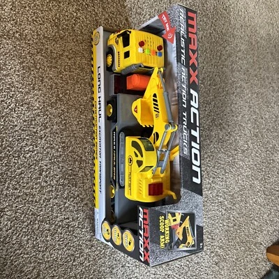 Maxx Action Грузовик и Прицеп Экскаватор Транспорт с Светом и Звуками!! - Изображение 1 из 3