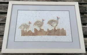 Original Mixed Media Art Painting Decoupage Collage F&G hen turkey pheasant bird - Picture 1 of 9
