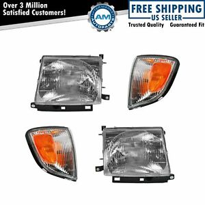 Headlights & Parking Corner Lights Left & Right Kit Set for 97-00 Tacoma 2WD 2x4