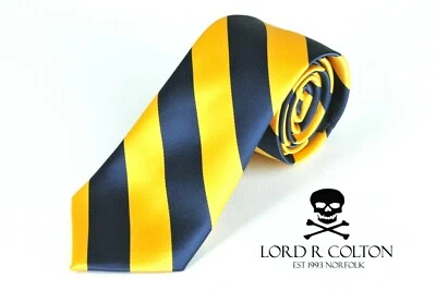 Corbata a rayas universitaria Lord R Colton - Corbata azul marino y dorada - $95 venta al por menor nueva Foto 1 de 3