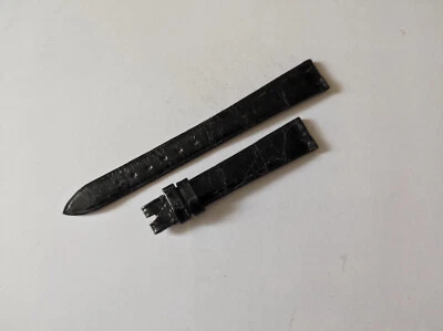 Auténtica correa de reloj de cuero negro Piaget 13mm x 10mm Foto 1 de 4