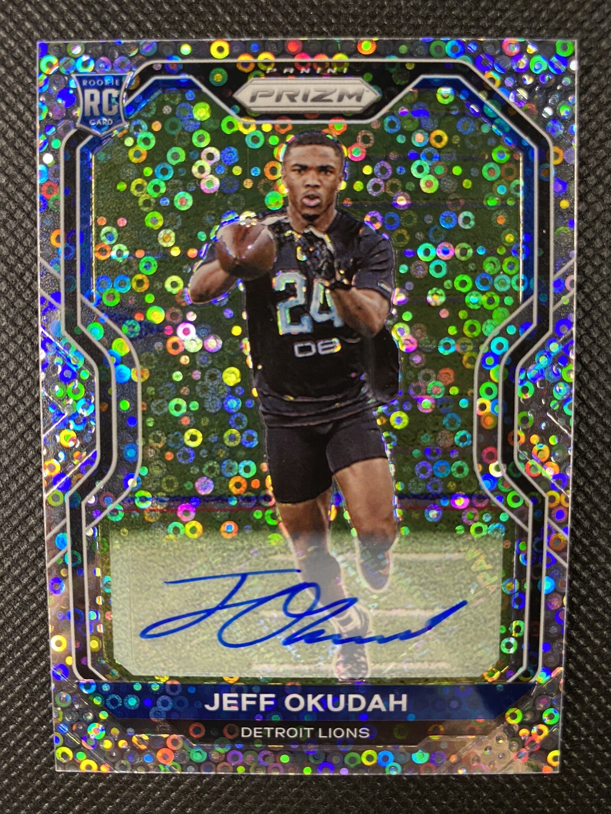 2020 Panini Prizm Jeff Okudah No Huddle Disco Rookie Auto #359 Detroit Lions