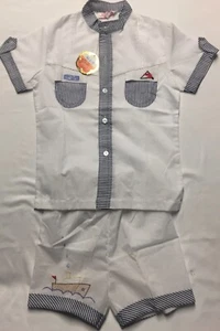 VTG NWT Plum Blossom Boys Size 6 Outfit Shorts & Top Tugboat On Ocean Wave - Picture 1 of 10
