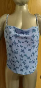 Rue 21 Blue Butterfly Tank Top Shirt, Bare Midriff, Size M, Spaghetti Straps NEW - Picture 1 of 11