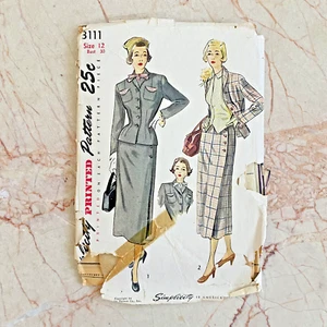 Simplicity 3111, 40s Suit, Sz 12/30, Vintage Sewing Pattern, Cut & Complete - Picture 1 of 2