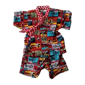 Mickey Mouse Jinbei Summer Festival Red Yukata 80 Japan Only Kawaii - Picture 1 of 9