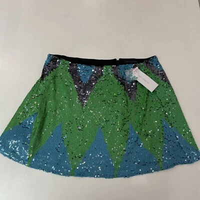 French Connection Green Blue Sequin Mini Skirt Party - Size 18 XXL - NEW - Image 1 of 4