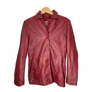 Chaqueta de cuero roja vintage excelente pequeña de colección clásica para mujer - Imagen 1 de 6