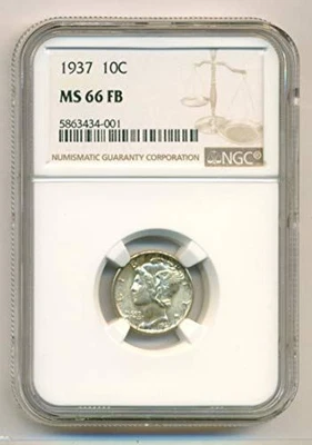 1937 Mercury Dime MS66 FB NGC - Image 1 of 4
