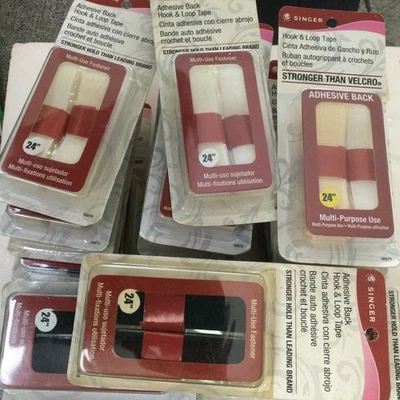 Singer Hook & Loop Tape 24” Ea. Lot Of 24 Black Cream White NEw Packs - Image 1 of 4