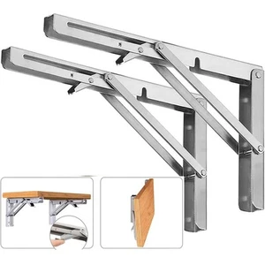 Folding Shelf Brackets, Max Load 300 lb, Heavy Duty Stainless Steel Collapsib... - Picture 1 of 7