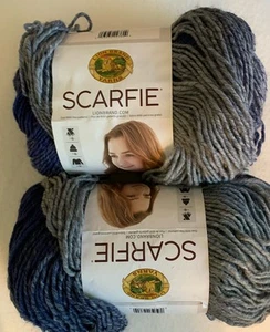 Lion Brand Yarn Scarfie 2 Skeins Navy Silver New - Picture 1 of 5