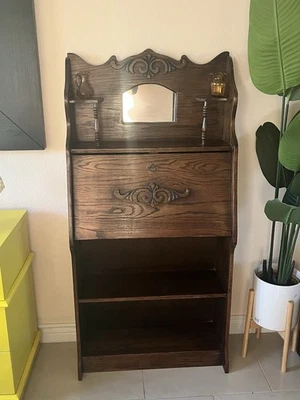 Antique Larkin Co. Victorian Oak Wood Drop Front Secretary Desk with Bookshelf - Image 1 of 4