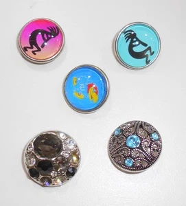 5 Ginger Snaps Jewelry Charm Snap On Kokopeli KU Jayhawk Rhinestone Jeweled - Picture 1 of 1